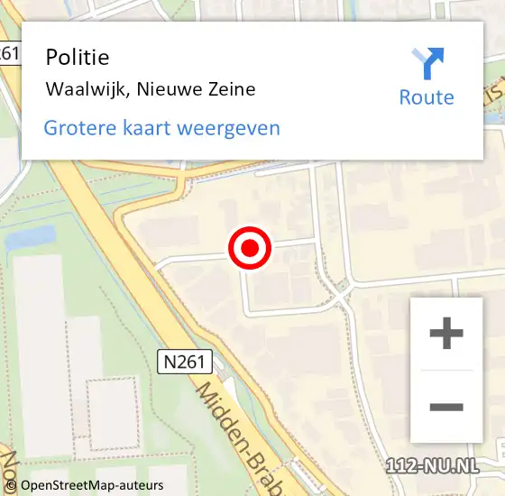 Locatie op kaart van de 112 melding: Politie Waalwijk, Nieuwe Zeine op 28 augustus 2019 14:58