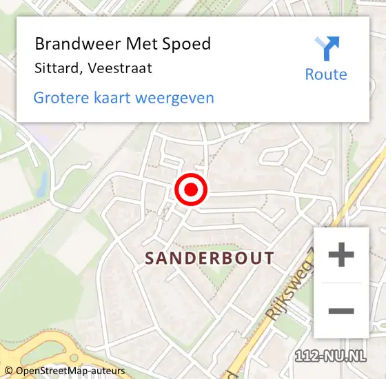 Locatie op kaart van de 112 melding: Brandweer Met Spoed Naar Sittard, Veestraat op 28 augustus 2019 15:51