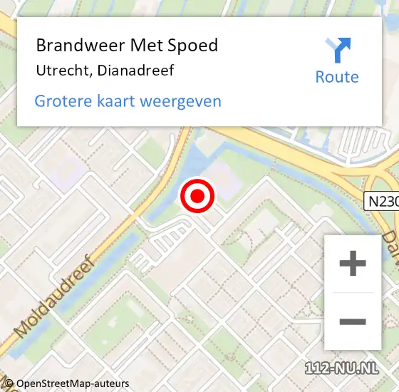 Locatie op kaart van de 112 melding: Brandweer Met Spoed Naar Utrecht, Dianadreef op 28 augustus 2019 15:56