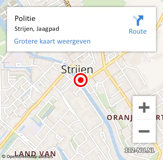 Locatie op kaart van de 112 melding: Politie Strijen, Jaagpad op 28 augustus 2019 16:17