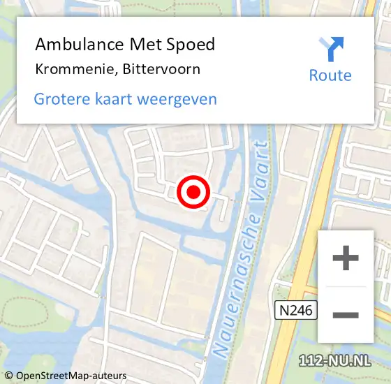 Locatie op kaart van de 112 melding: Ambulance Met Spoed Naar Krommenie, Bittervoorn op 28 augustus 2019 17:07