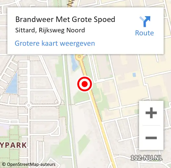 Locatie op kaart van de 112 melding: Brandweer Met Grote Spoed Naar Sittard, Rijksweg Noord op 28 augustus 2019 18:36