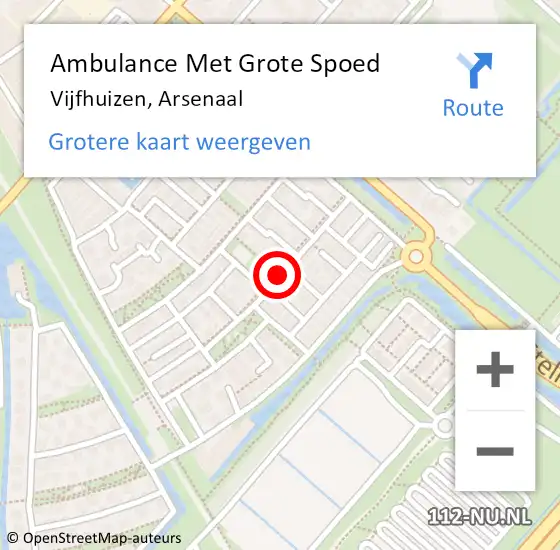 Locatie op kaart van de 112 melding: Ambulance Met Grote Spoed Naar Vijfhuizen, Arsenaal op 28 augustus 2019 18:53