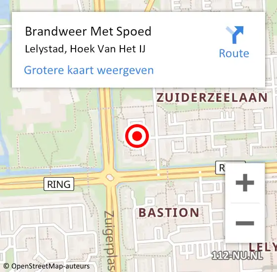 Locatie op kaart van de 112 melding: Brandweer Met Spoed Naar Lelystad, Hoek Van Het IJ op 28 augustus 2019 19:09