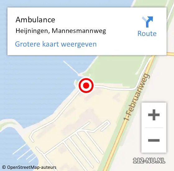 Locatie op kaart van de 112 melding: Ambulance Heijningen, Mannesmannweg op 28 augustus 2019 19:20