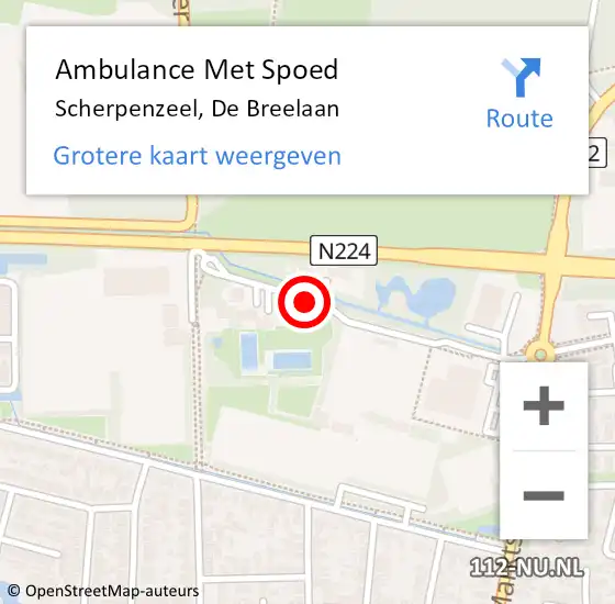 Locatie op kaart van de 112 melding: Ambulance Met Spoed Naar Scherpenzeel, De Breelaan op 28 augustus 2019 19:44