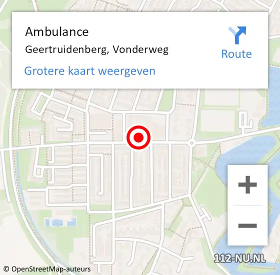 Locatie op kaart van de 112 melding: Ambulance Geertruidenberg, Vonderweg op 28 augustus 2019 19:55