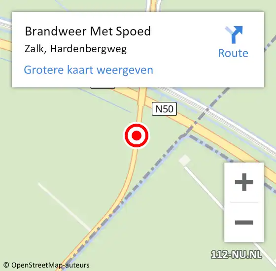 Locatie op kaart van de 112 melding: Brandweer Met Spoed Naar Zalk, Hardenbergweg op 28 augustus 2019 20:41