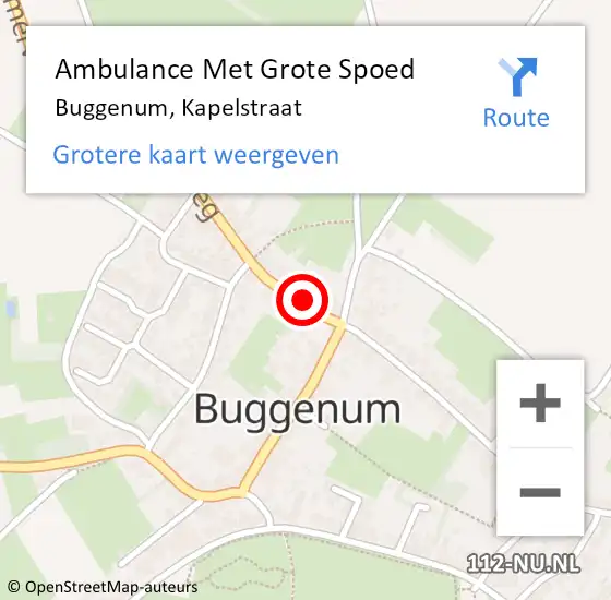 Locatie op kaart van de 112 melding: Ambulance Met Grote Spoed Naar Buggenum, Kapelstraat op 12 april 2014 01:08