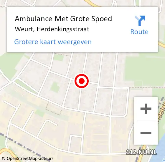 Locatie op kaart van de 112 melding: Ambulance Met Grote Spoed Naar Weurt, Herdenkingsstraat op 28 augustus 2019 21:26