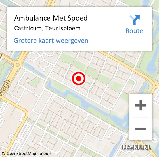 Locatie op kaart van de 112 melding: Ambulance Met Spoed Naar Castricum, Teunisbloem op 28 augustus 2019 22:16