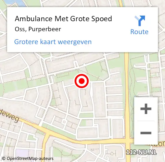 Locatie op kaart van de 112 melding: Ambulance Met Grote Spoed Naar Oss, Purperbeer op 28 augustus 2019 23:07