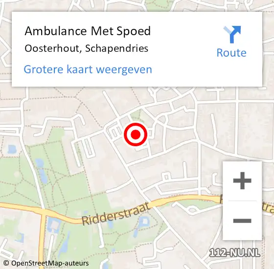 Locatie op kaart van de 112 melding: Ambulance Met Spoed Naar Oosterhout, Schapendries op 29 augustus 2019 00:31