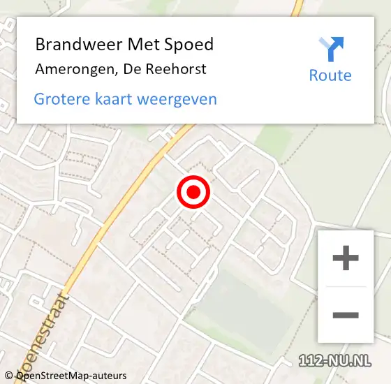 Locatie op kaart van de 112 melding: Brandweer Met Spoed Naar Amerongen, De Reehorst op 29 augustus 2019 01:24