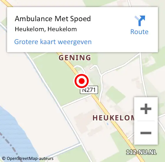 Locatie op kaart van de 112 melding: Ambulance Met Spoed Naar Heukelom, Heukelom op 29 augustus 2019 01:51