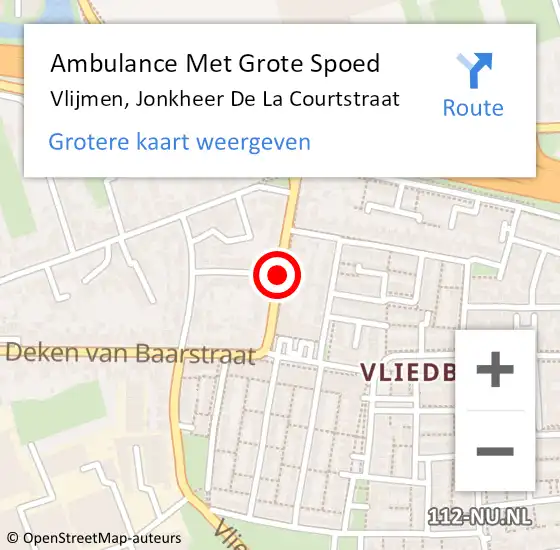 Locatie op kaart van de 112 melding: Ambulance Met Grote Spoed Naar Vlijmen, Jonkheer De La Courtstraat op 29 augustus 2019 02:23