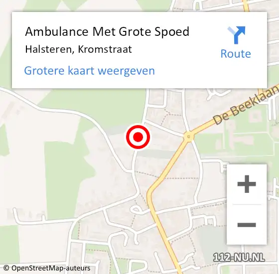 Locatie op kaart van de 112 melding: Ambulance Met Grote Spoed Naar Halsteren, Kromstraat op 29 augustus 2019 02:34