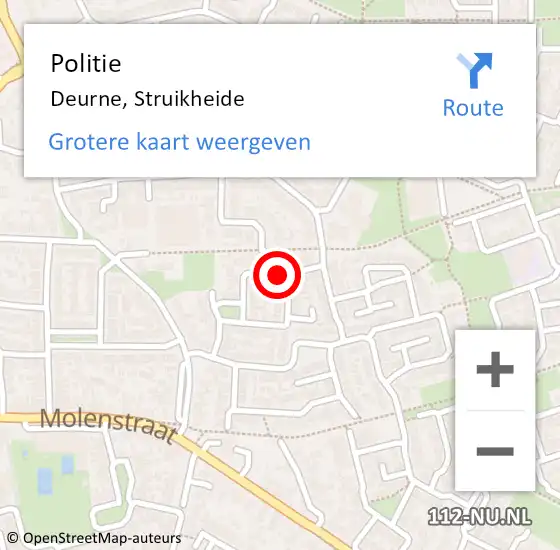 Locatie op kaart van de 112 melding: Politie Deurne, Struikheide op 29 augustus 2019 02:51