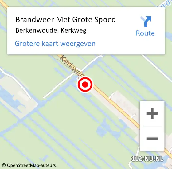 Locatie op kaart van de 112 melding: Brandweer Met Grote Spoed Naar Berkenwoude, Kerkweg op 12 april 2014 02:11