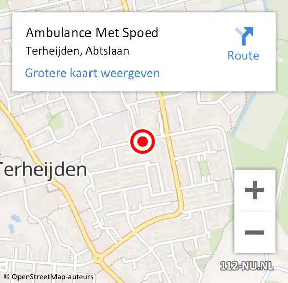 Locatie op kaart van de 112 melding: Ambulance Met Spoed Naar Terheijden, Abtslaan op 29 augustus 2019 05:01