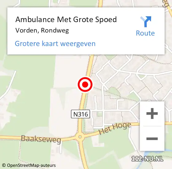 Locatie op kaart van de 112 melding: Ambulance Met Grote Spoed Naar Vorden, Rondweg op 29 augustus 2019 06:44