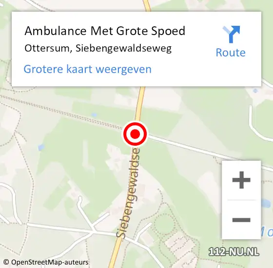 Locatie op kaart van de 112 melding: Ambulance Met Grote Spoed Naar Ottersum, Siebengewaldseweg op 29 augustus 2019 06:46
