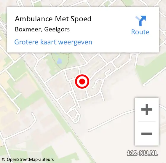 Locatie op kaart van de 112 melding: Ambulance Met Spoed Naar Boxmeer, Geelgors op 29 augustus 2019 07:38