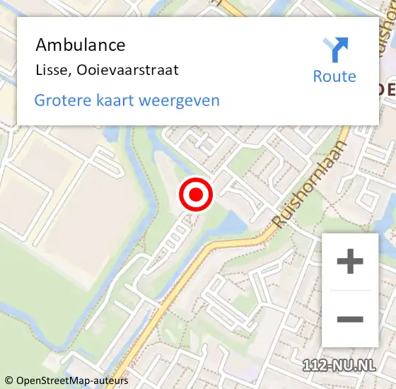 Locatie op kaart van de 112 melding: Ambulance Lisse, Ooievaarstraat op 29 augustus 2019 08:16