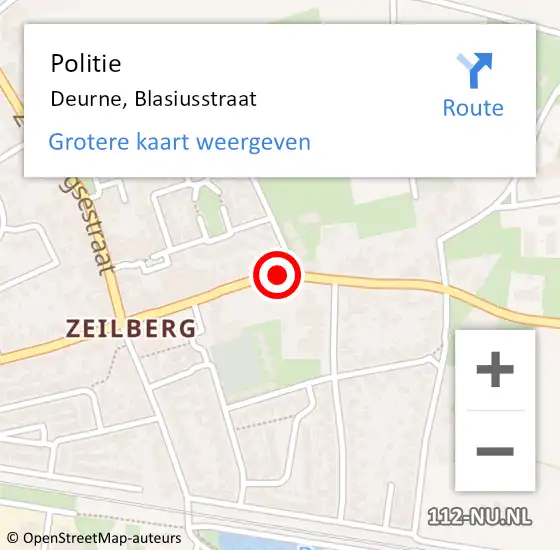 Locatie op kaart van de 112 melding: Politie Deurne, Blasiusstraat op 29 augustus 2019 08:21