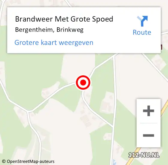 Locatie op kaart van de 112 melding: Brandweer Met Grote Spoed Naar Bergentheim, Brinkweg op 12 april 2014 02:54