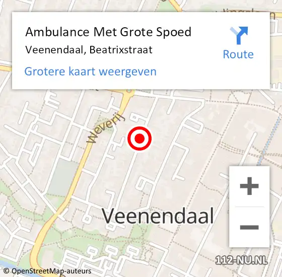 Locatie op kaart van de 112 melding: Ambulance Met Grote Spoed Naar Veenendaal, Beatrixstraat op 29 augustus 2019 08:59