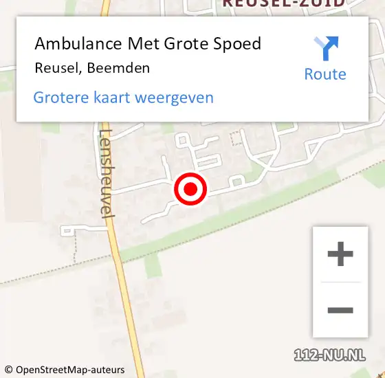 Locatie op kaart van de 112 melding: Ambulance Met Grote Spoed Naar Reusel, Beemden op 29 augustus 2019 09:50