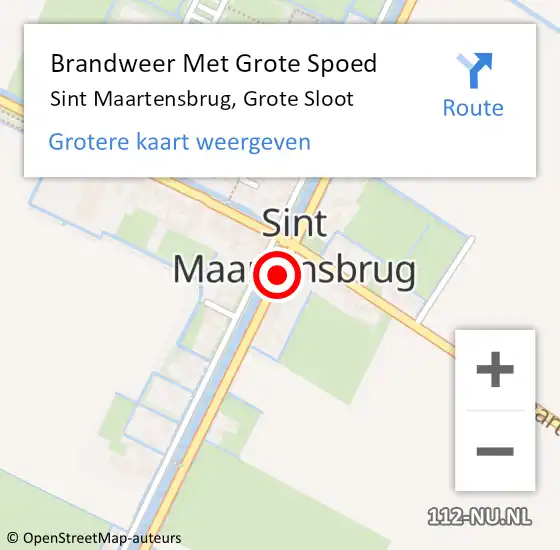 Locatie op kaart van de 112 melding: Brandweer Met Grote Spoed Naar Sint Maartensbrug, Grote Sloot op 29 augustus 2019 10:19