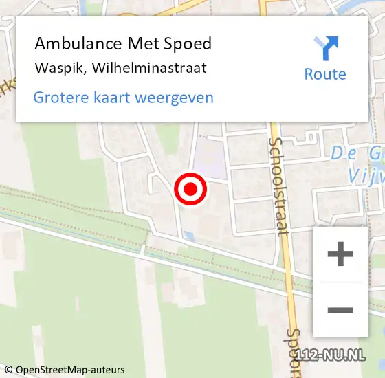 Locatie op kaart van de 112 melding: Ambulance Met Spoed Naar Waspik, Wilhelminastraat op 29 augustus 2019 10:36