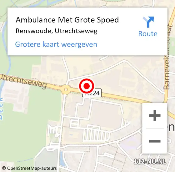 Locatie op kaart van de 112 melding: Ambulance Met Grote Spoed Naar Renswoude, Utrechtseweg op 29 augustus 2019 11:04