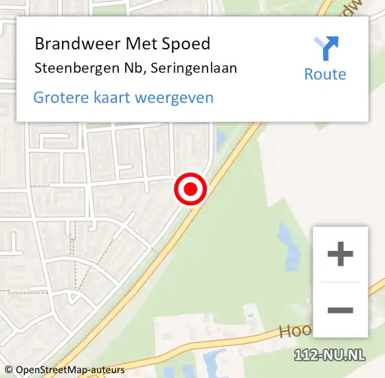 Locatie op kaart van de 112 melding: Brandweer Met Spoed Naar Steenbergen Nb, Seringenlaan op 29 augustus 2019 11:04