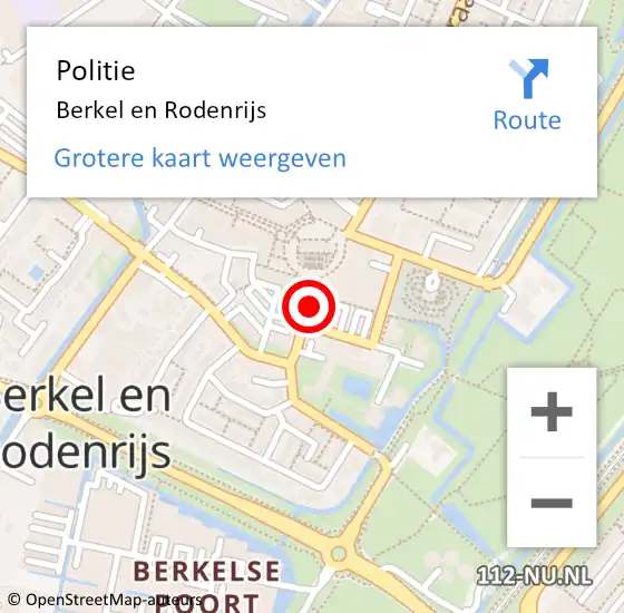 Locatie op kaart van de 112 melding: Politie Berkel en Rodenrijs op 29 augustus 2019 11:04