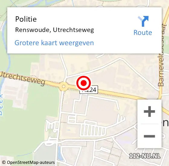 Locatie op kaart van de 112 melding: Politie Renswoude, Utrechtseweg op 29 augustus 2019 11:12