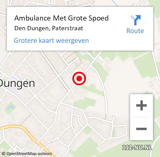 Locatie op kaart van de 112 melding: Ambulance Met Grote Spoed Naar Den Dungen, Paterstraat op 29 augustus 2019 11:41