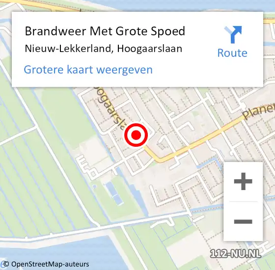 Locatie op kaart van de 112 melding: Brandweer Met Grote Spoed Naar Nieuw-Lekkerland, Hoogaarslaan op 12 april 2014 03:57