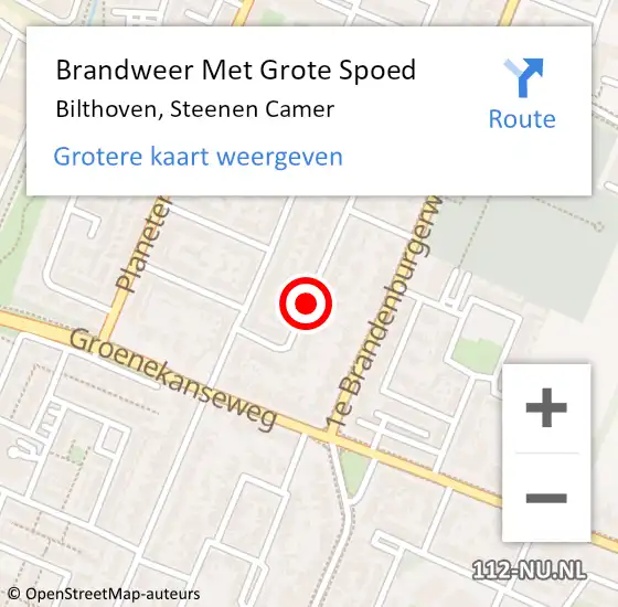 Locatie op kaart van de 112 melding: Brandweer Met Grote Spoed Naar Bilthoven, Steenen Camer op 29 augustus 2019 12:39