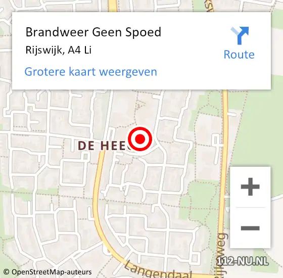 Locatie op kaart van de 112 melding: Brandweer Geen Spoed Naar Rijswijk, A4 Li hectometerpaal: 51,4 op 29 augustus 2019 13:58