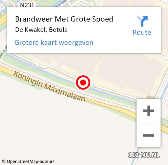 Locatie op kaart van de 112 melding: Brandweer Met Grote Spoed Naar De Kwakel, Betula op 29 augustus 2019 14:49