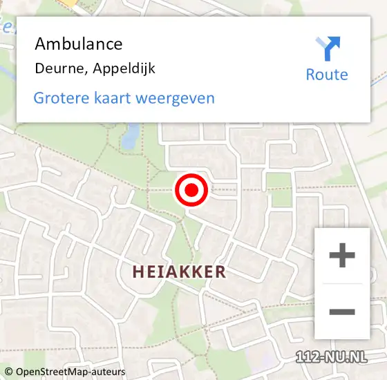 Locatie op kaart van de 112 melding: Ambulance Deurne, Appeldijk op 29 augustus 2019 15:32