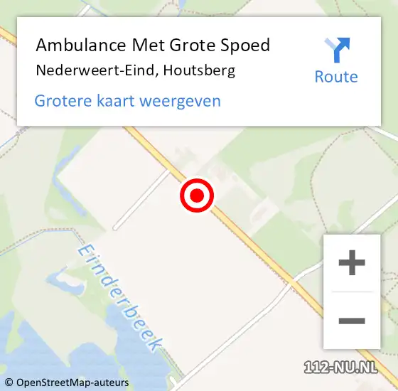 Locatie op kaart van de 112 melding: Ambulance Met Grote Spoed Naar Nederweert-Eind, Houtsberg op 29 augustus 2019 15:47