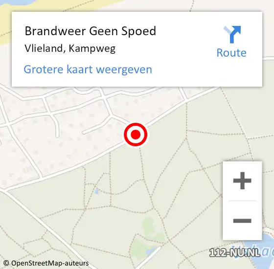 Locatie op kaart van de 112 melding: Brandweer Geen Spoed Naar Vlieland, Kampweg op 29 augustus 2019 15:49