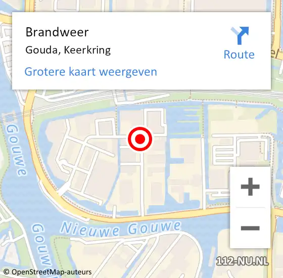 Locatie op kaart van de 112 melding: Brandweer Gouda, Keerkring op 29 augustus 2019 16:23