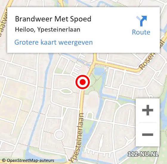 Locatie op kaart van de 112 melding: Brandweer Met Spoed Naar Heiloo, Ypesteinerlaan op 29 augustus 2019 16:47