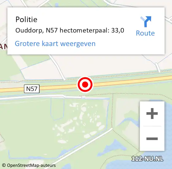 Locatie op kaart van de 112 melding: Politie Ouddorp, N57 hectometerpaal: 33,0 op 29 augustus 2019 17:42