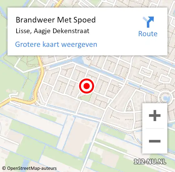 Locatie op kaart van de 112 melding: Brandweer Met Spoed Naar Lisse, Aagje Dekenstraat op 29 augustus 2019 18:29